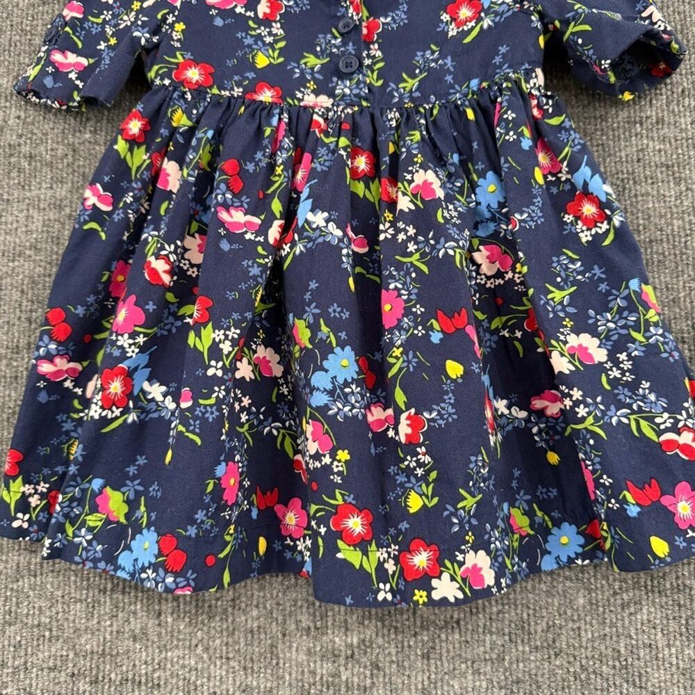 Old Navy Baby Toddler Girls Floral Shirt Dress Size 18-24 Months Navy Cotton - Picture 3 of 7